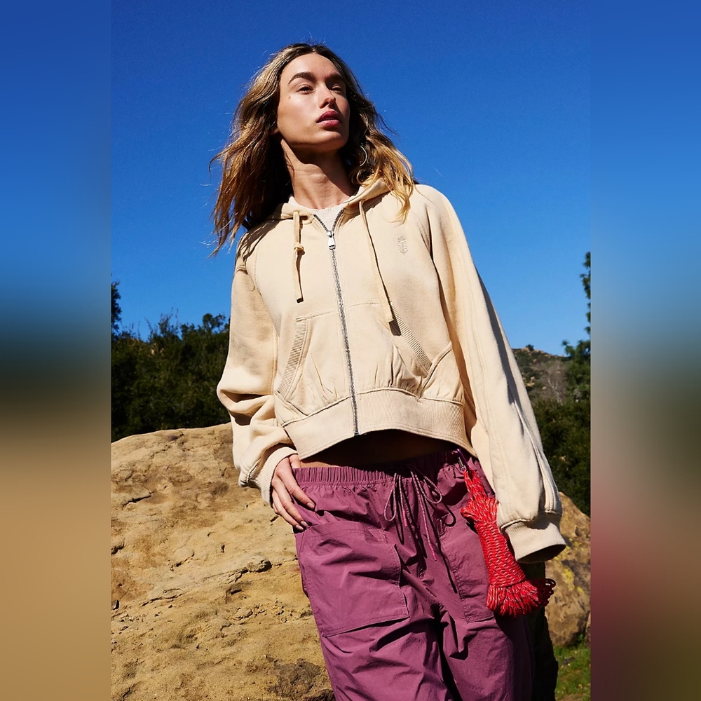 FP Movement by Free People Cream Hoodie Jacket